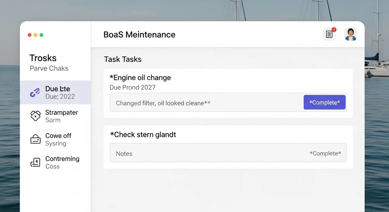 Service completion record with notes preserved in the boat's history